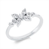 Ring 18 kt WG, 4 Nav. 0,34 ct, TW-si, 4 Brill. 0,05 ct, TW-si