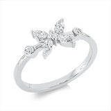 Ring 18 kt WG, 4 Nav. 0,35 ct, TW-si, 3 Brill. 0,06 ct, TW-si