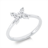 Ring 18 kt WG, 4 Nav. 0,38 ct, TW-si, 1 Brill. 0,01 ct, TW-si