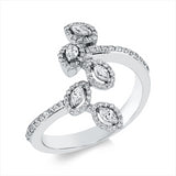 Ring 18 kt WG, 5 Nav. 0,21 ct, TW-si, 92 Brill. 0,33 ct, TW-si