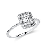 Ring 18 kt WG, 5 Bag. 0,18 ct, TW-si, 56 Brill. 0,20 ct, TW-si