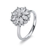 Ring 18 kt WG, 8 Nav. 0,87 ct, TW-si, 9 Brill. 0,29 ct, TW-si