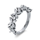 Ring 18 kt WG, 20 Nav. 0,89 ct, TW-si, 4 Brill. 0,24 ct, TW-si