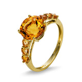 Ring 18 kt GG, 1 Citrin 2,90 ct gelb, 6 Citrin 0,70 ct gelb