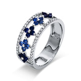 Ring 18 kt WG, 42 Brill. 0,17 ct, TW-si, 20 Saphire 0,66 ct blau