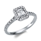 Ring 18 kt WG, 1 Sm.schliff 0,54 ct, TW-si, 34 Brill. 0,39 ct, TW-si