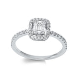 Ring 18 kt WG, 5 Bag. 0,12 ct, TW-si, 44 Brill. 0,31 ct, TW-si