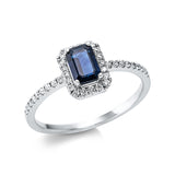 Ring 18 kt WG, 38 Brill. 0,18 ct, TW-si, 1 Saphir 0,68 ct blau