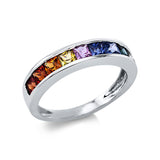 Ring 18 kt WG, 9 Saphire 1,72 ct multicolor