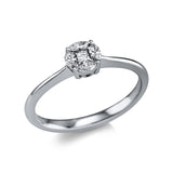 Ring 18 kt WG, 4 Nav. 0,16 ct, TW-vvs, 1 Princ. 0,08 ct, TW-vvs