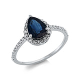 Ring 18 kt WG, 38 Brill. 0,22 ct, TW-si, 1 Saphir 1,11 ct blau