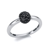 Ring 18 kt WG, Fassung schwarz rhodiniert, 39 Brill. 0,42 ct, schwarz