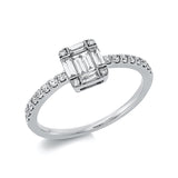 Ring 18 kt WG, 6 Bag. 0,27 ct, TW-si, 20 Brill. 0,22 ct, TW-si