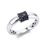 Ring 18 kt WG, Fassung teils schwarz rhodinie, 30 Brill. 0,22 ct, schwarz