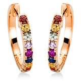 Creolen 14 kt RG, 18 Saphire 1,29 ct multicolor