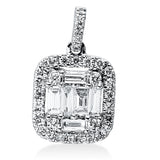 Anhänger 18 kt WG, mit Öse, 6 Trap. 0,16 ct, TW-si, 31 Brill. 0,12 ct, TW-si