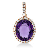 Anhänger 18 kt RG, mit Öse, 33 Brill. 0,15 ct, TW-si, 1 Amethyst 3,50 ct lila