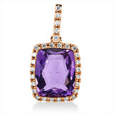 Anhänger 18 kt RG, mit Öse, 29 Brill. 0,13 ct, TW-si, 1 Amethyst 3,00 ct lila