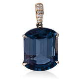 Anhänger 18 kt RG, mit Öse, 13 Brill. 0,06 ct, TW-si, 1 Topas 10,50 ct Lond. blue