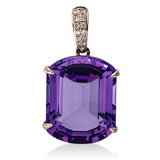 Anhänger 18 kt RG, mit Öse, 13 Brill. 0,06 ct, TW-si, 1 Amethyst 8,10 ct lila