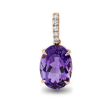 Anhänger 18 kt RG, mit Öse, 5 Brill. 0,10 ct, TW-si, 1 Amethyst 5,70 ct lila