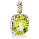 Anhänger 18 kt GG, mit Öse, 44 Brill. 0,20 ct, TW-si, 1 Peridot 3,30 ct grün