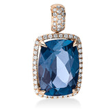 Anhänger 18 kt RG, 54 Brill. 0,28 ct, TW-si, 1 Topas 8,00 ct Lond. blue