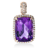 Anhänger 18 kt RG, mit Öse, 54 Brill. 0,28 ct, TW-si, 1 Amethyst 7,00 ct lila