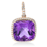 Anhänger 18 kt RG, mit Öse, 46 Brill. 0,21 ct, TW-si, 1 Amethyst 7,40 ct lila