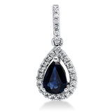 Anhänger 18 kt WG, mit Öse, 27 Brill. 0,09 ct, TW-si, 1 Saphir 0,45 ct blau